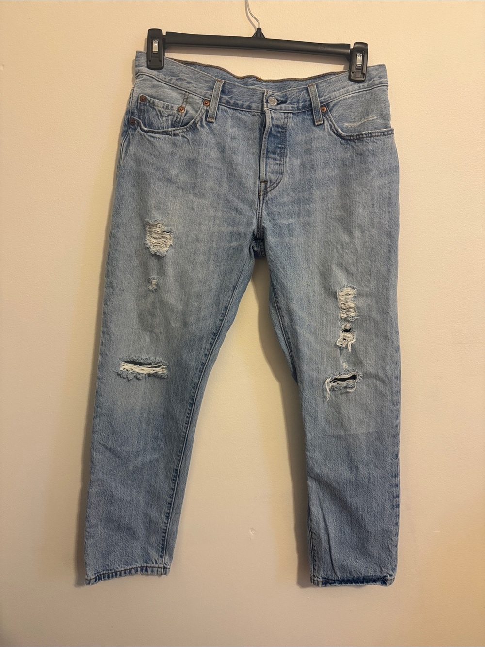 Levi's Light Blue Distressed Boyfriend Jeans
